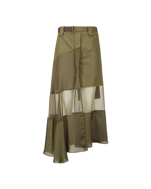 Sacai Green Midi skirts