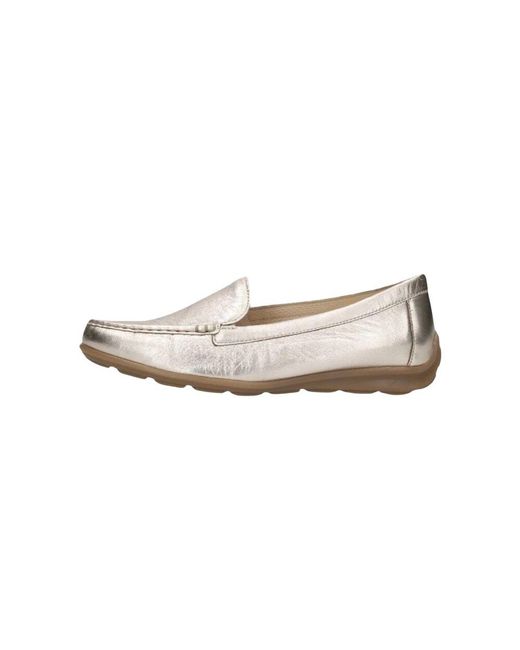 Gabor White Goldene Leder Mokassins