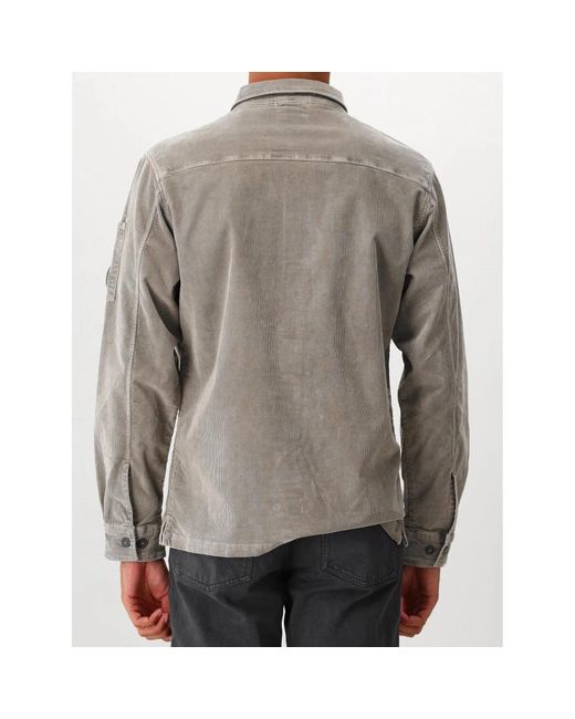 C P Company Walnoot Corduroy Knoopshirt in het Gray voor heren