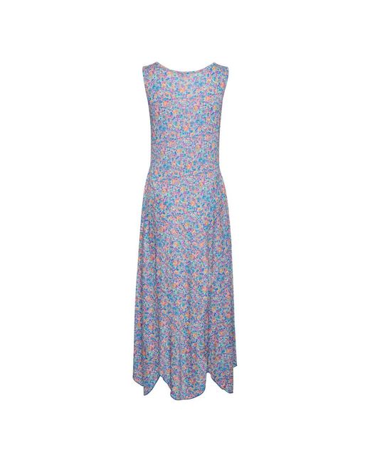 Cream Kleedjes ,Blauw ,Blauw Oranje Bloemenweide Jurk in het Blue