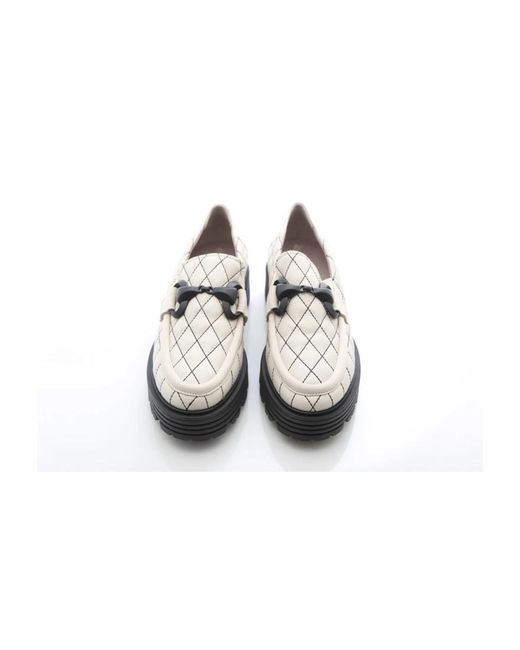 DL SPORT® Gray Weiße grainleder loafers 5494