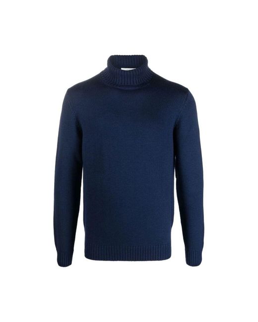 Mauro Ottaviani Blauer rollkragenpullover aus merinowolle in Blue für Herren