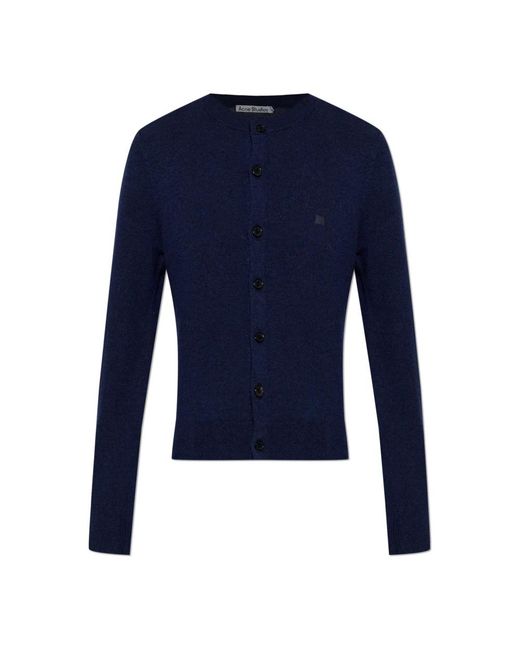 Acne Truien & Vesten ,Blauw ,Wol Fitted Cardigan in het Blue
