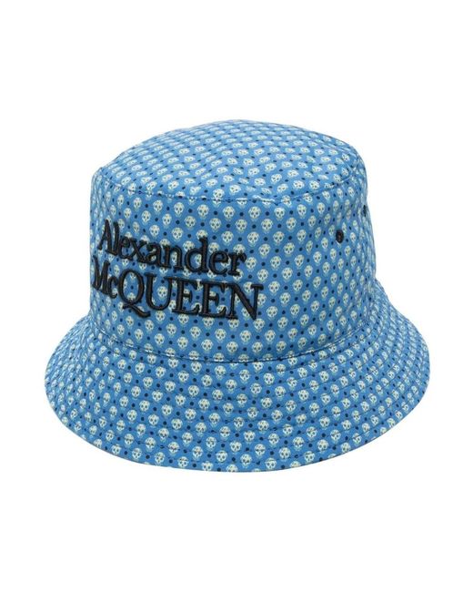 Alexander McQueen Blue Logo Bucket Hat for men