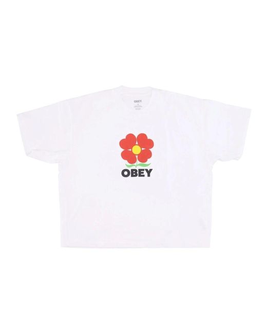 Obey White Weiße Crop Tee Mit Growth Print