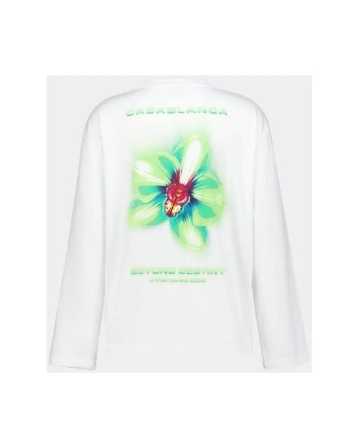 Casablanca White Long Sleeve T-Shirts for men