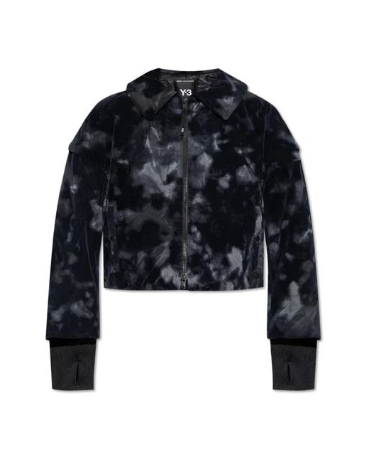 Y-3 Blue Jacke Mit Samt-Finish