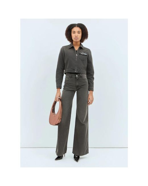 Coperni Jeans ,Grijs ,Katoen Jeans Met Wijde Pijpen En Riem in het Gray