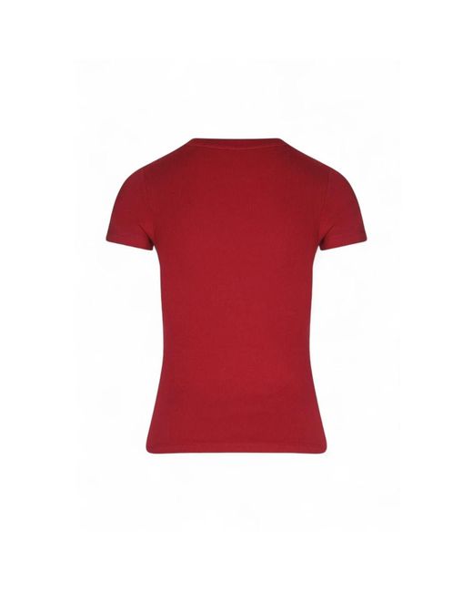 Guess Tops ,Rood ,Katoen Slim Embroidered Logo Tee
