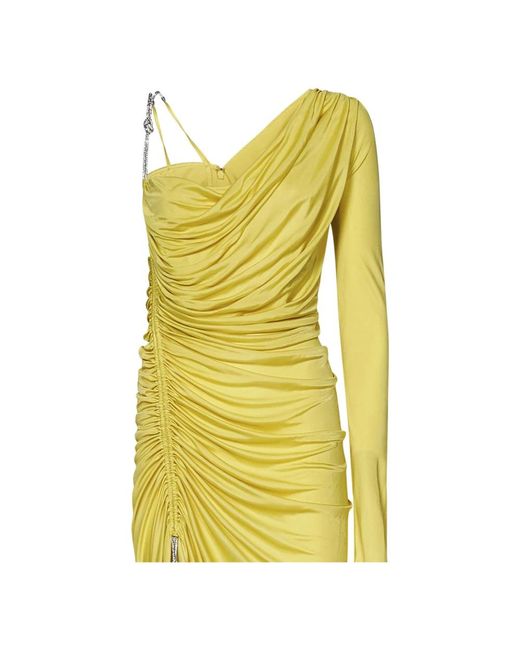 Zuhair Murad Yellow Gelbes drapiertes jerseykleid mit strassdetail
