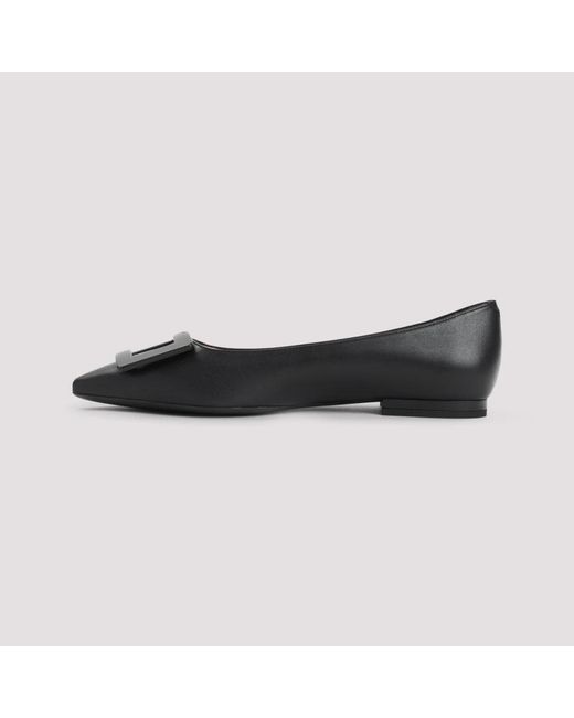 Roger Vivier Black Goat Leather Gommettine 05 Ballerinas