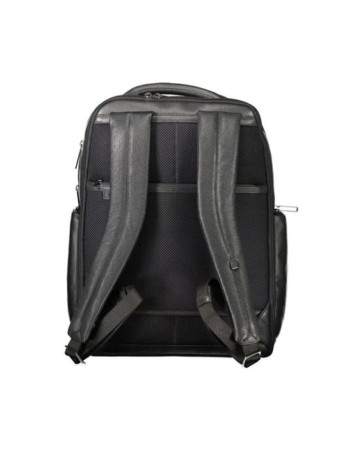 Piquadro Schwarzer leder-rucksack in Gray für Herren