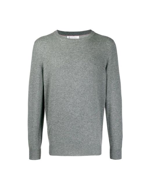 Brunello Cucinelli Gray Round-Neck Knitwear for men