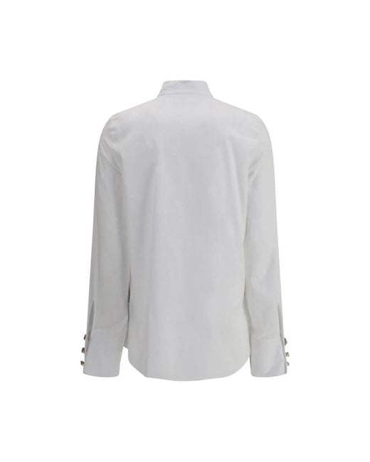 Balmain Elegante Jabot Kraag Katoenen Overhemd in het Gray