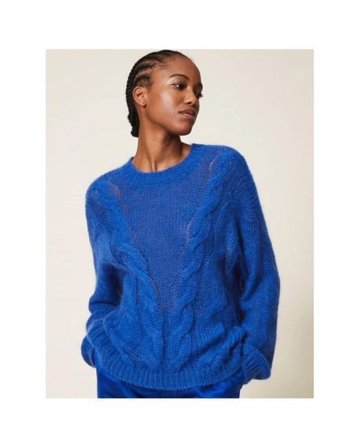 Twinset Blue Round-Neck Knitwear