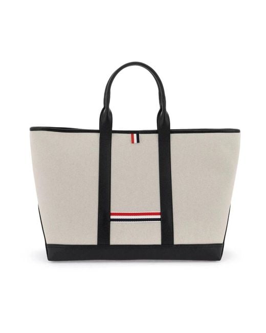 Thom Browne Black Interlock medium tote bag mit lederdetails