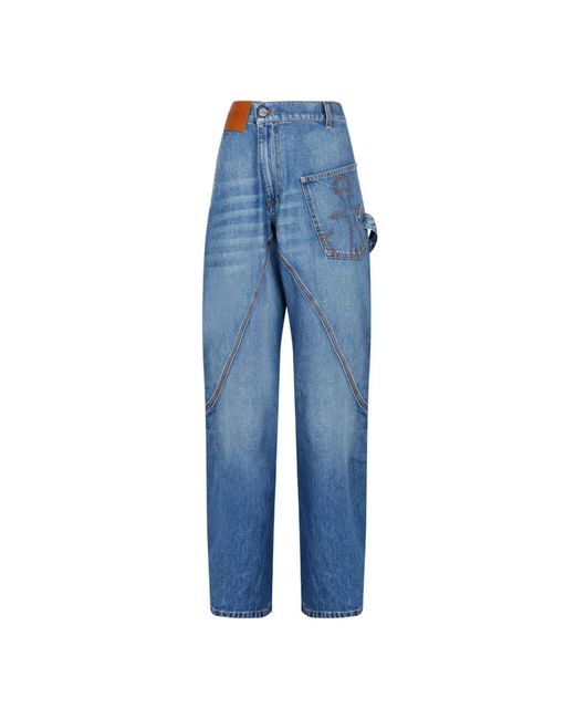 Jeans a gamba larga in cotone blu di J.W. Anderson in Blue