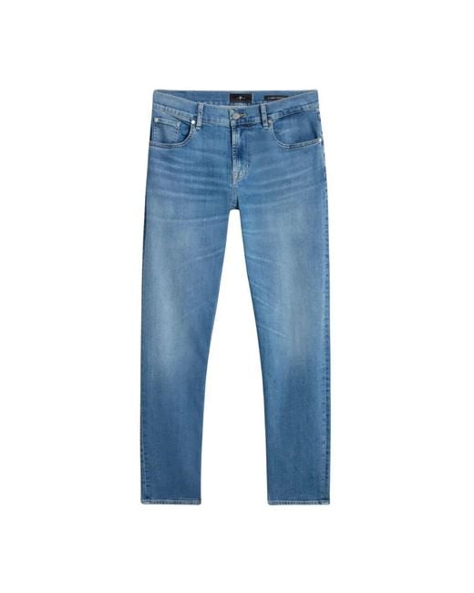 7 For All Mankind Blue Straight Fit Jeans for men