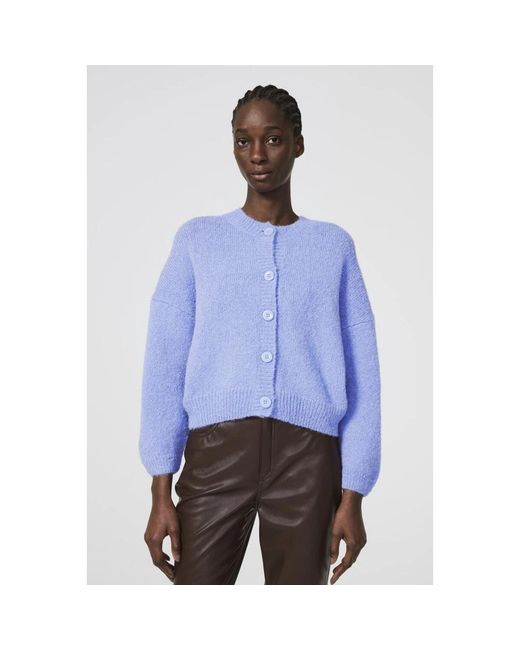 Rodebjer Truien & Vesten ,Paars ,Wol Zachte Alpaca Cardigan Voor Herfstdagen in het Blue