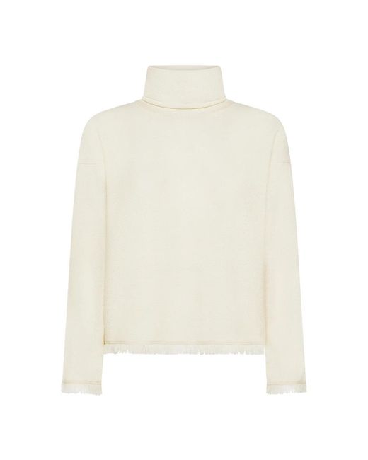 Sun 68 Truien & Vesten ,Wit ,Wol Trui Met Col En Franjes in het White