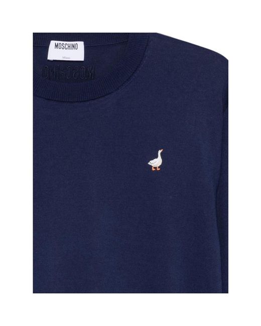 Moschino Blue Round-Neck Knitwear for men