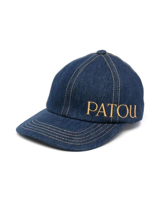 Patou Blue Bestickte Denim Baseballkappe
