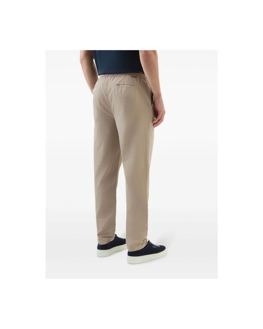 Woolrich Natural Straight Trousers for men