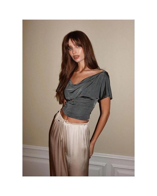 GUAJA. Overhemden ,Groen ,Haze Sheer Button-Up Blouse in het Gray