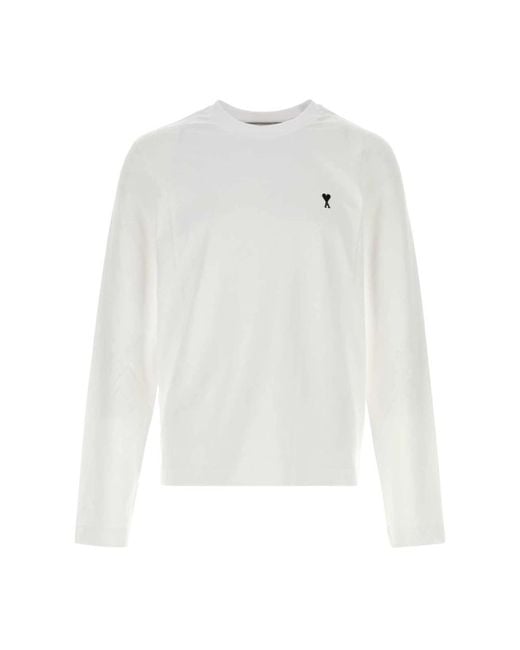 AMI White Long Sleeve T-Shirts for men