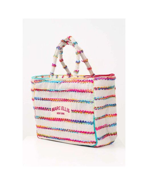 Marc Ellis Red Handtasche Mit Farbigen Horizontalen Linien