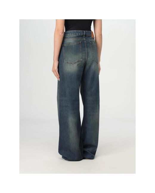 MSGM Blue Wide Leg Jeans Mit Entspannter Passform
