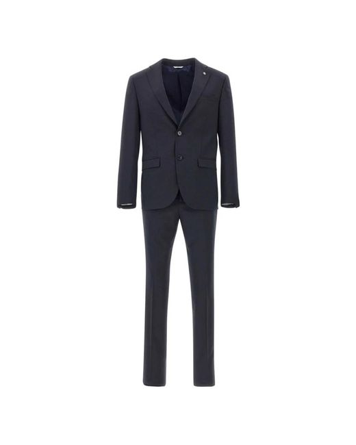 Manuel Ritz Blue Single Breasted Suits for men