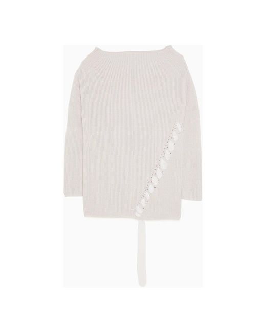 Patrizia Pepe White Round-Neck Knitwear
