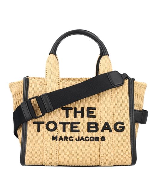 Raffia piccola tote borsa a mano di Marc Jacobs in Metallic