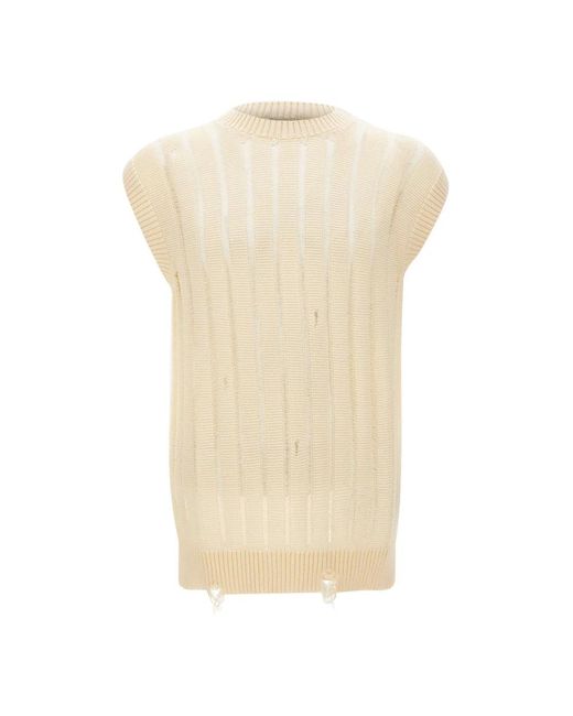 Laneus Natural Sleeveless Knitwear for men