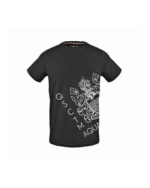 T-shirt in cotone con logo maniche corte di Aquascutum in Black da Uomo