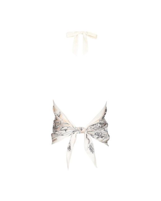 Ferragamo Zijden Foulard Top in het White