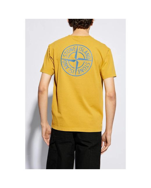 Stone Island T-shirt mit logo in Yellow für Herren