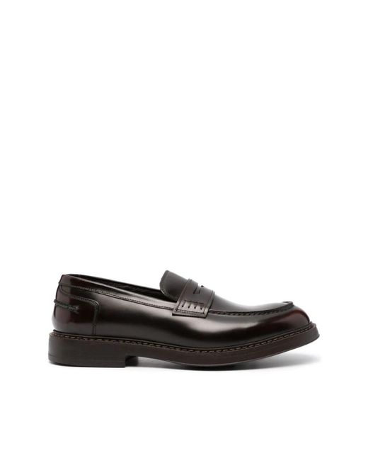 Doucal's Schoenen ,Bruin ,Leer Penny Loafers Van Leer Met Amandelvormige Neus in het Black voor heren