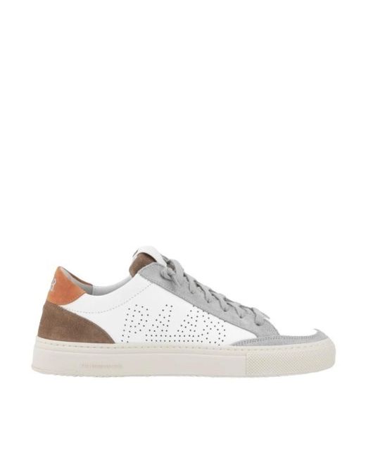 P448 Weiße leder color block sneakers in White für Herren