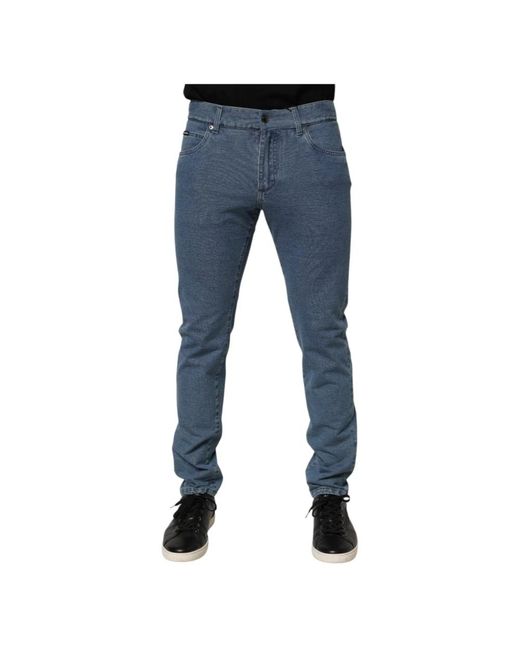 Dolce & Gabbana Blaue Baumwoll-Stretch-Slim-Fit-Denim-Jeans in Blue für Herren