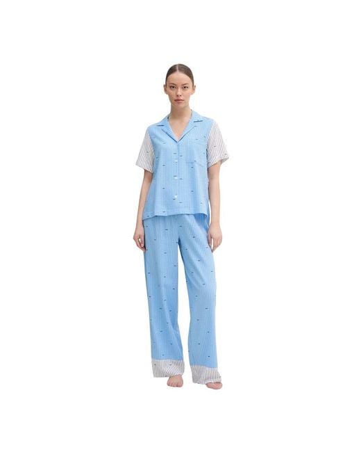 DKNY Pyjama Met Ruitpatroon in het Blue