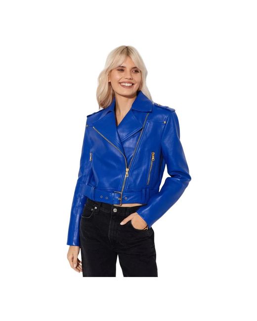 Balmain Leather Jackets in het Blue