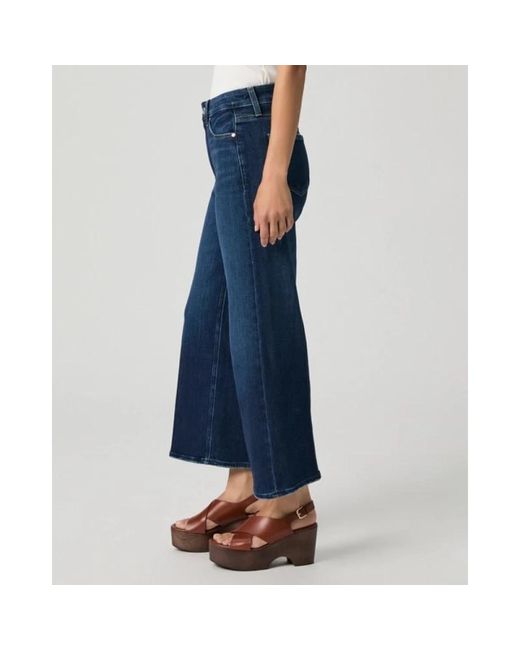 PAIGE Blue Weite Bein High Waist Jeans