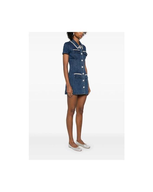 Self-Portrait Blue Indigo kristallknopf-kleid