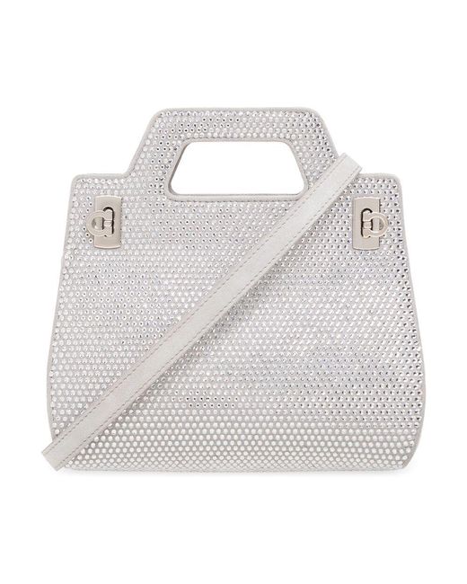 Ferragamo White Wanda mini schultertasche