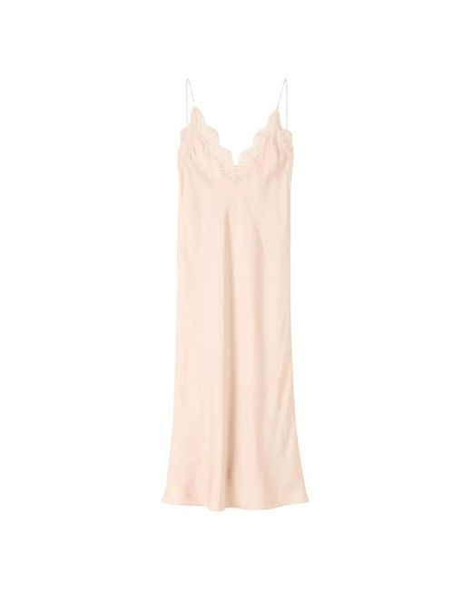 Rohe Kleedjes ,Roze ,Zijden Kanten Slipdress in het Pink