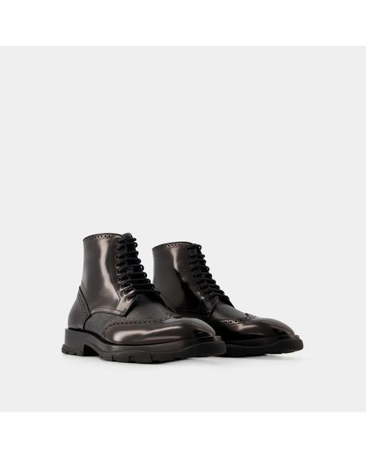 Alexander McQueen Black Laced Ankle Boots for men