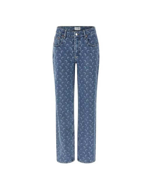 MARINE SERRE Straight Jeans in het Blue