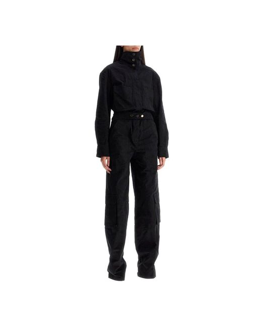 ANDAMANE Black Aviator-inspirierter jumpsuit mit acht taschen